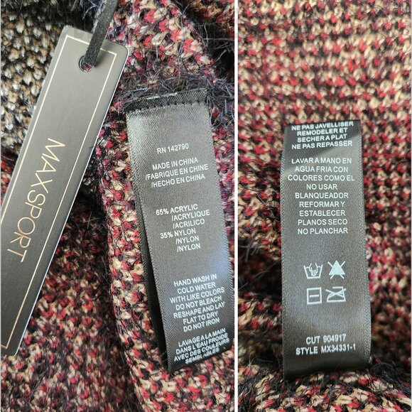 Max Sport S/M Animal Eyelash Knit Dolman Sleeve Cocoon Sweater Cardigan NWT - Picture 5 of 6